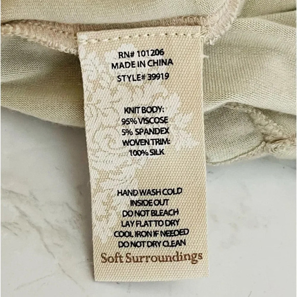 Soft Surroundings | 3/4 Sleeve Tunic Asymmetric Silk Trim - Picture 7 of 7